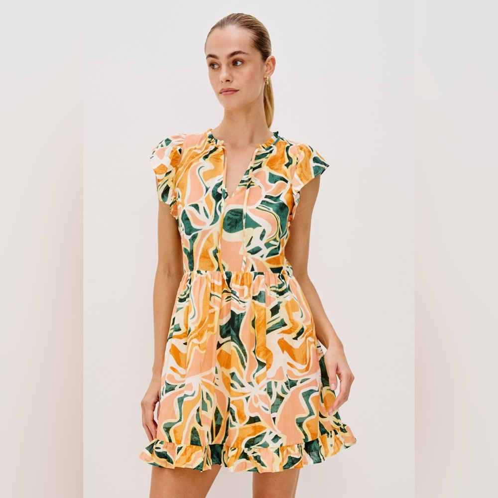 NWT Rails Zinnia Abstract Print Cotton Dress in Tulum Size XS